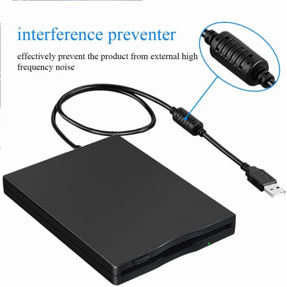 USB Floppy Drives，Portable 3.5" External 1.44 MB FDD Floppy Disk Reader for Windows XP/7/8/10/11 PC Laptop Desktop