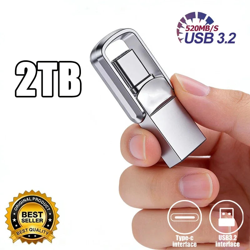 USB Adapter Flash Drive 2TB 3.2 Type C PenDrive Memory Stick 256GB 1TB 2TB Pen Drive Flash Disk for PC Smartphone Storage U Disk