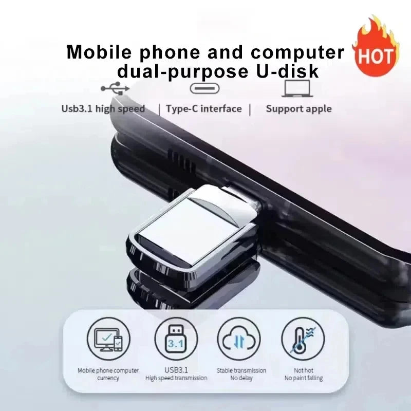 USB Adapter Flash Drive 2TB 3.2 Type C PenDrive Memory Stick 256GB 1TB 2TB Pen Drive Flash Disk for PC Smartphone Storage U Disk