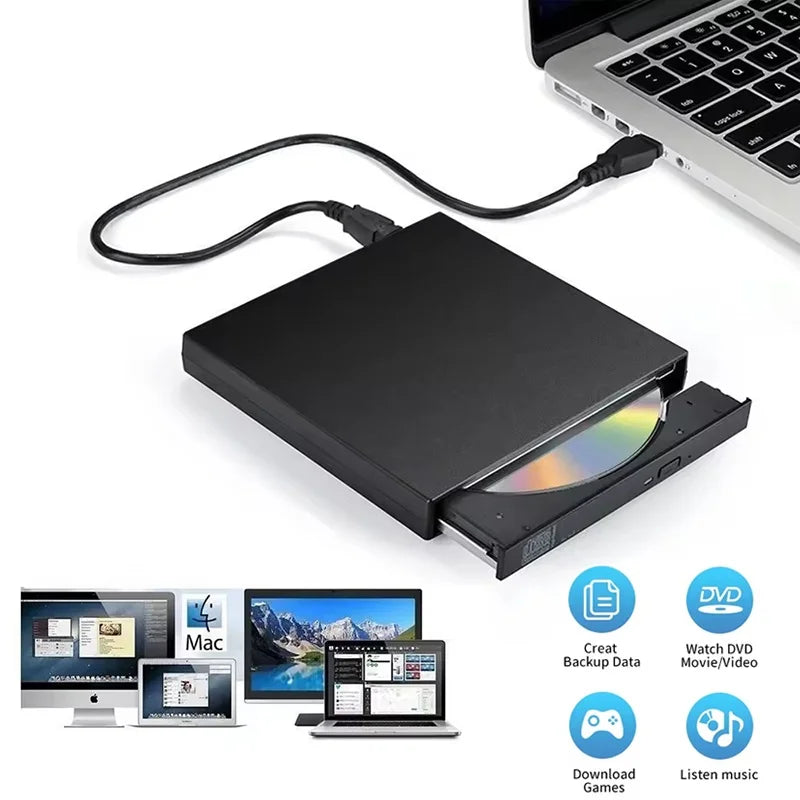 USB 3.0 External CD DVD Drive For Laptop PC MacBook Computer Protectable External Disk Drive For Data Reading Writing Storage