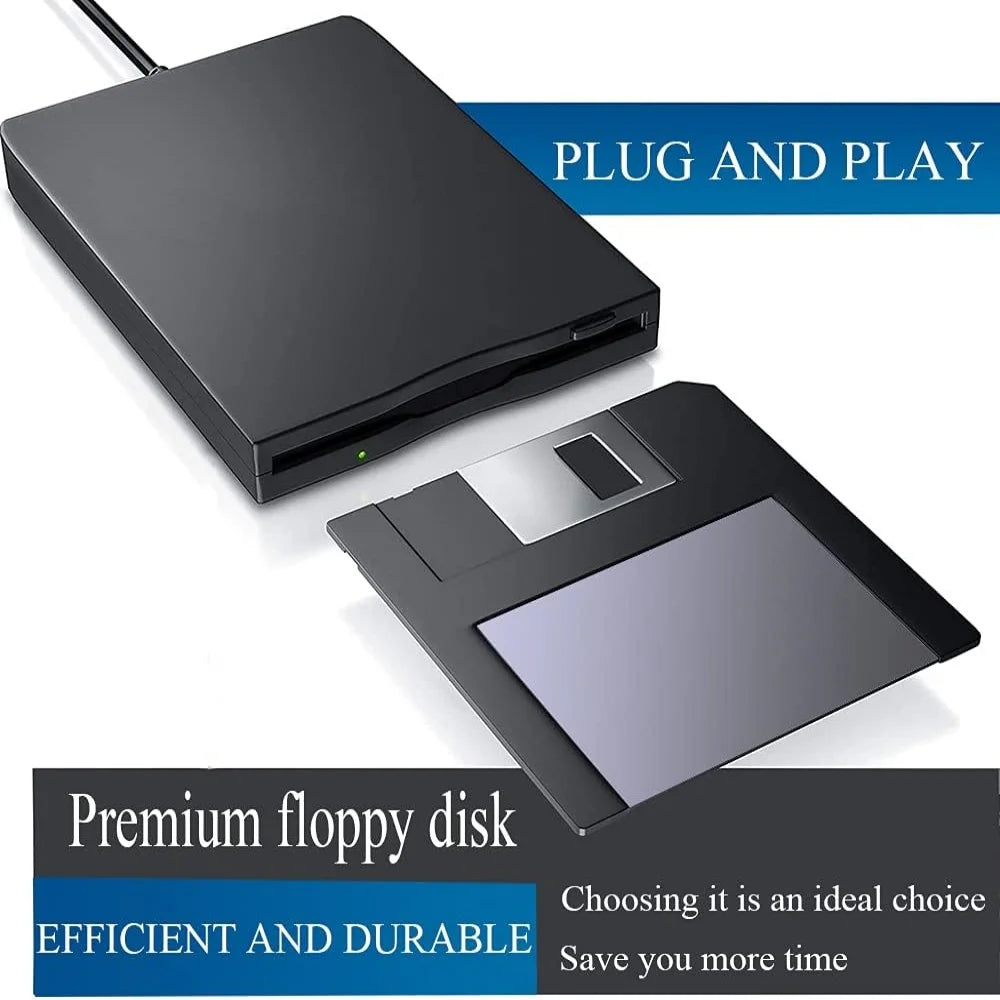 USB Floppy Drives，Portable 3.5" External 1.44 MB FDD Floppy Disk Reader for Windows XP/7/8/10/11 PC Laptop Desktop